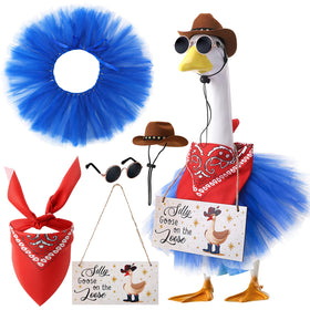 Guiqulai western goose outfit with blue tutu skirt for vibrant garden displays.