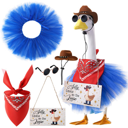 Guiqulai western goose outfit with blue tutu skirt for vibrant garden displays.