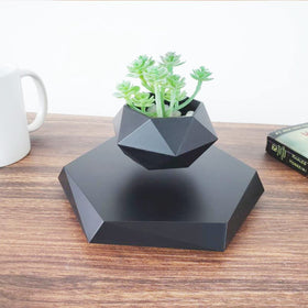 GUIYING floating air bonsai pot demonstrates 360-degree rotation for versatile plant viewing.