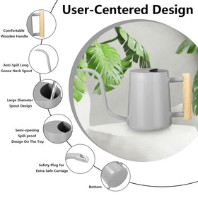 GUKJOB indoor decorative watering can complements modern home decor in gray finish.