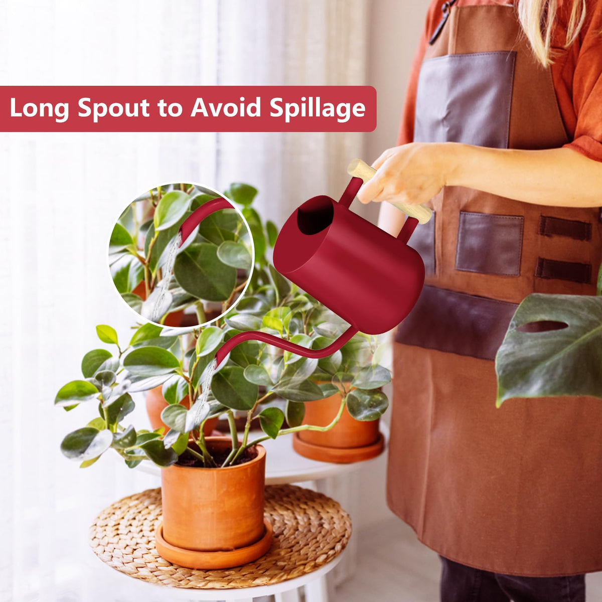 GUKJOB long gooseneck spout for precise watering in hard-to-reach spots