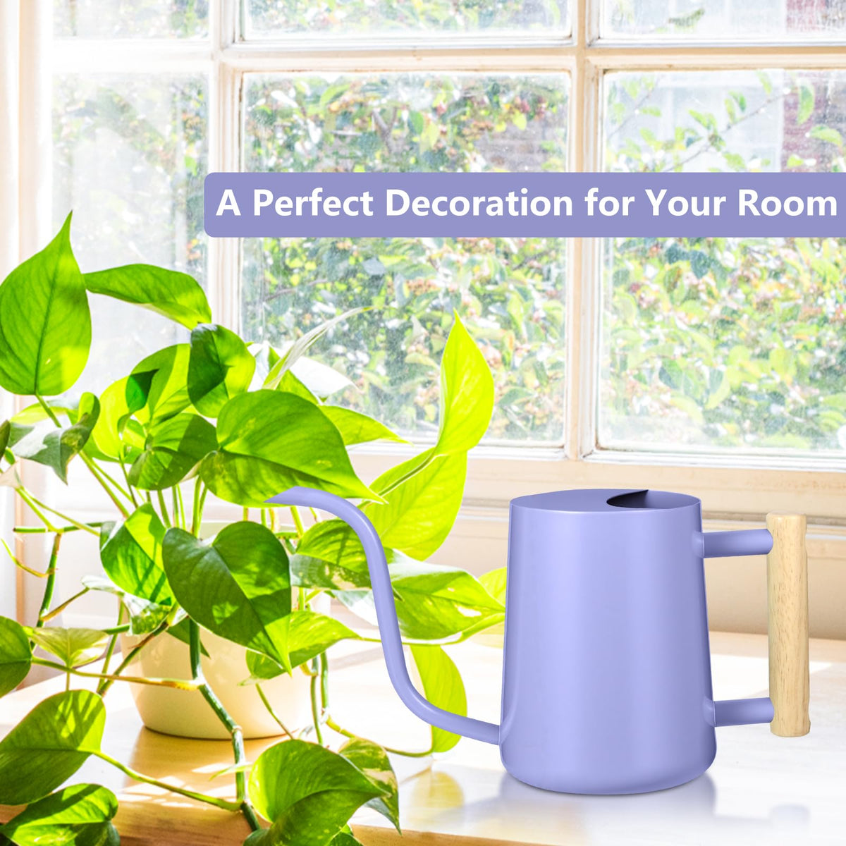 GUKJOB purple watering can shows precise pouring for delicate plants