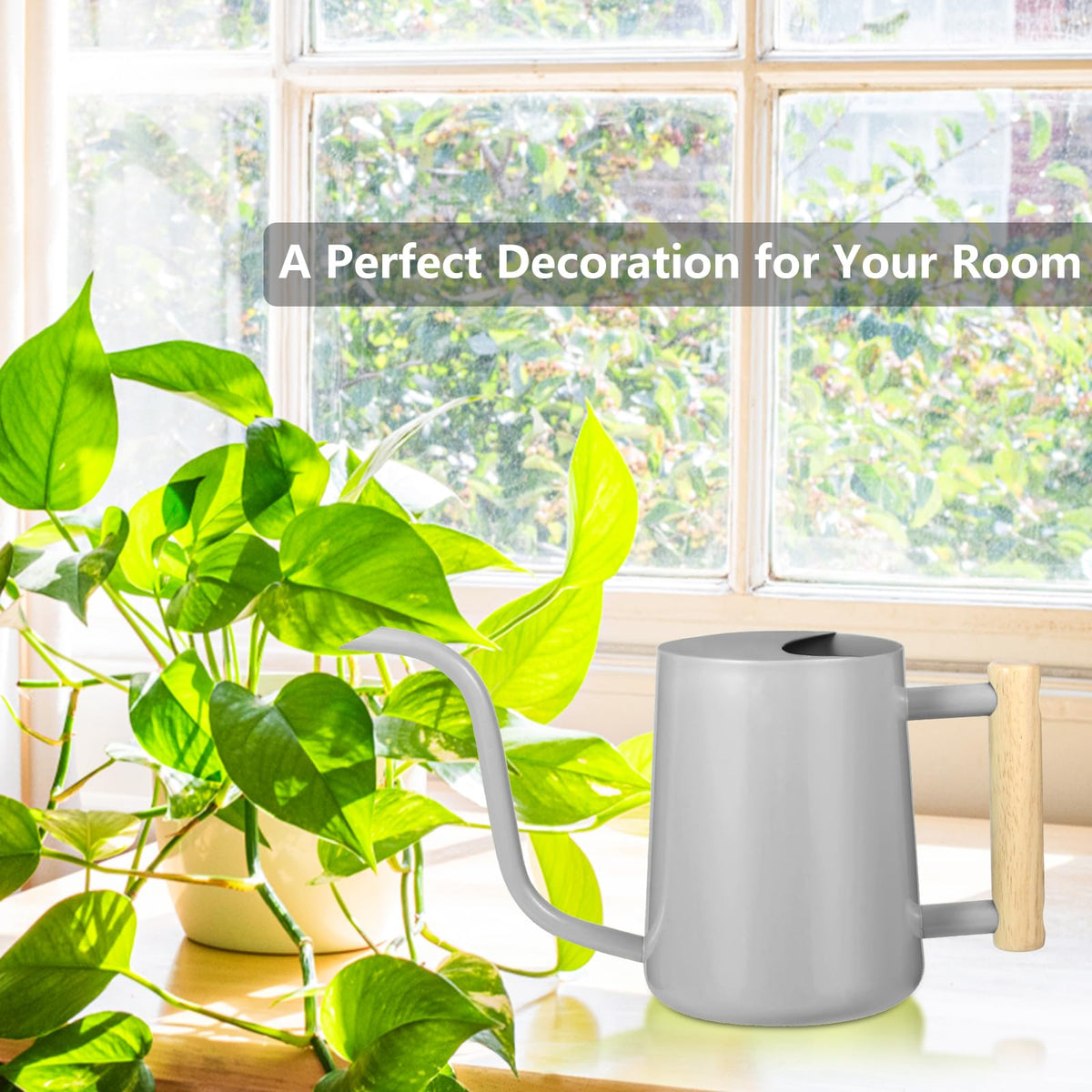 GUKJOB spill-proof top gray helps prevent spills during quick indoor plant watering.