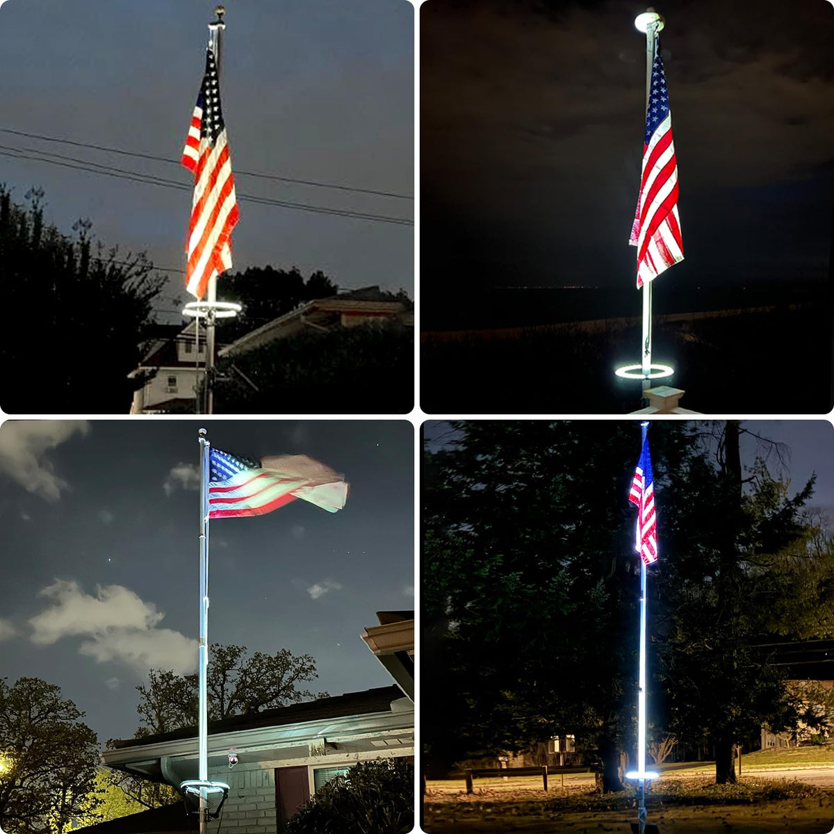 GULADUS flagpole light 12000mAh battery for longer nighttime performance.