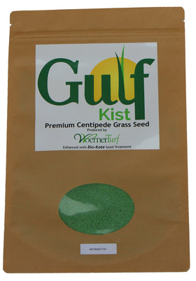 Gulf Kist Centipede Seed bag showing coated seed for better germination.