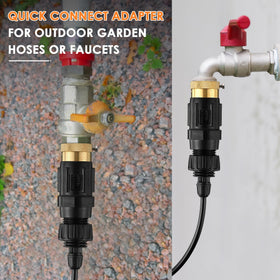Gulfmew 25psi regulator detail illustrates consistent misting across plants.