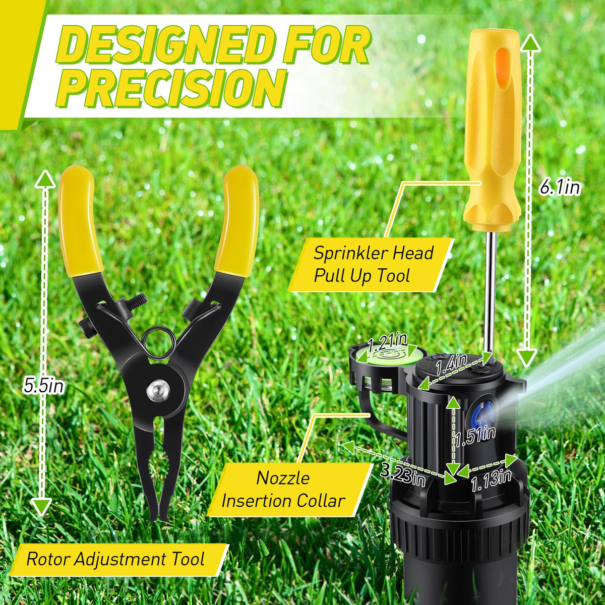 Gulfmew bright yellow design improves visibility in grass and soil.