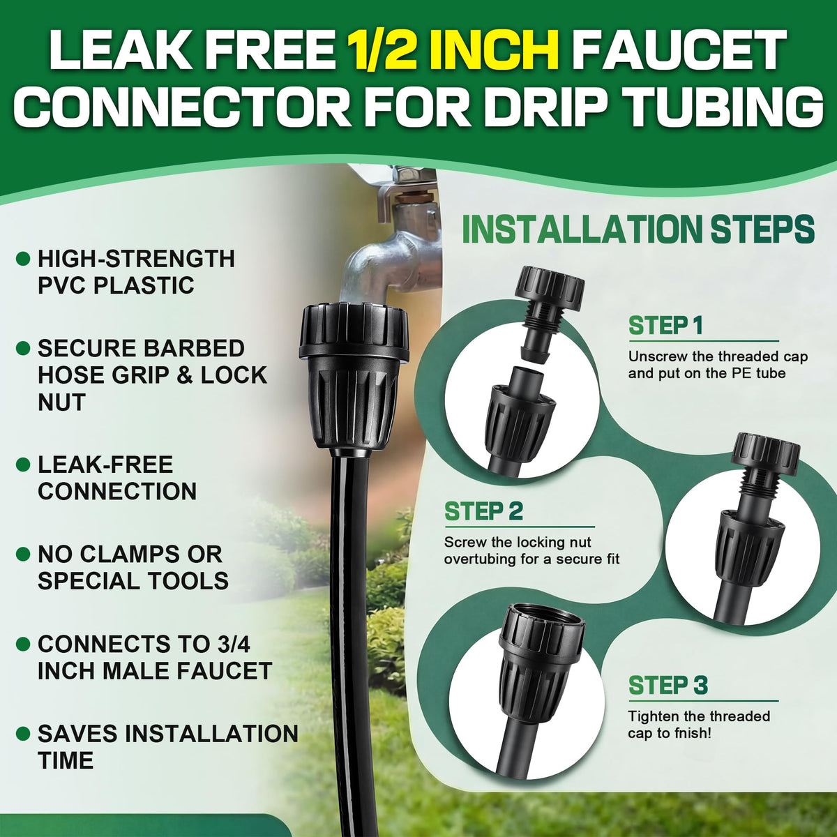 Gulfmew drip tubing connection assembly demonstrating easy setup