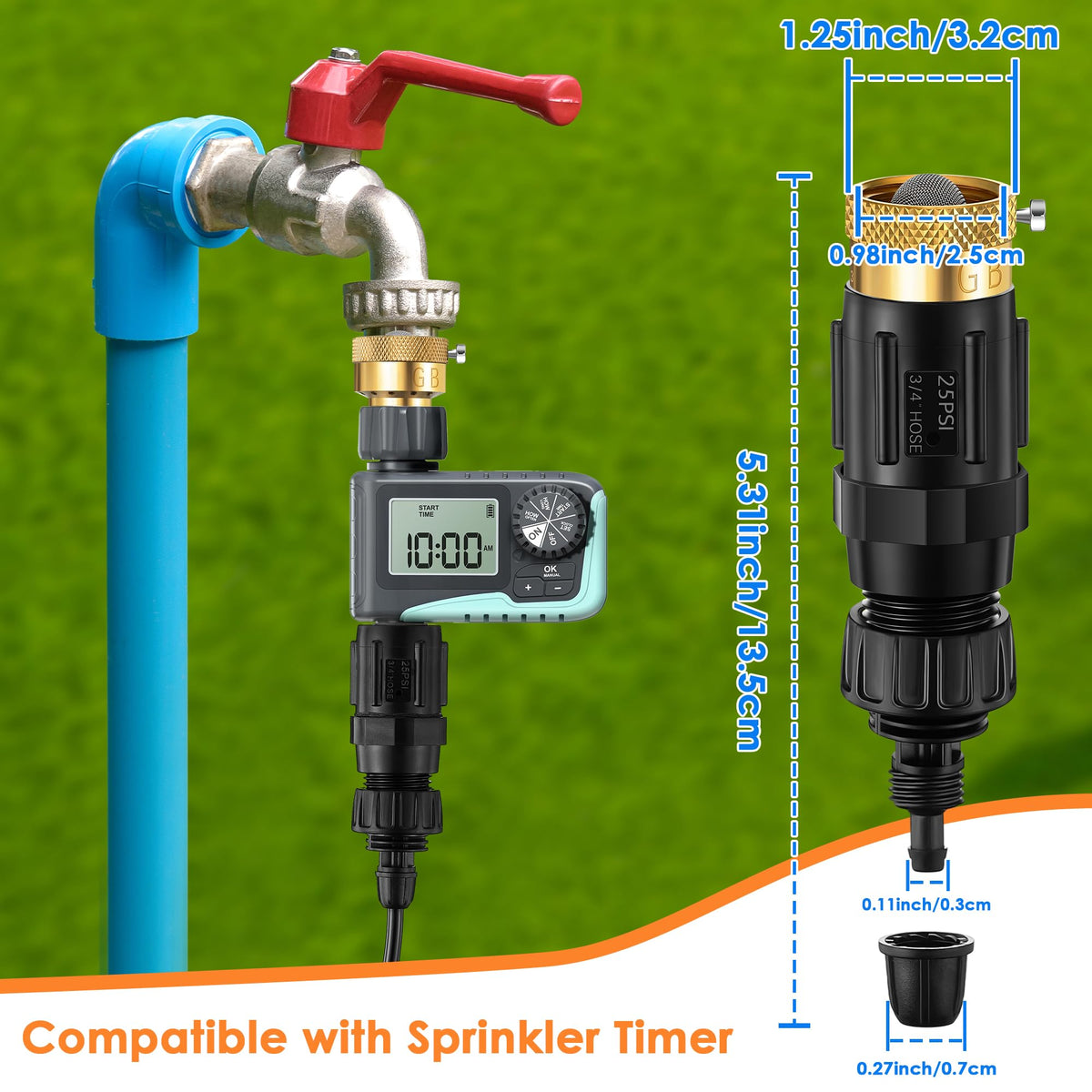 Gulfmew filter and barb fittings assembly shows a clean, preassembled kit.