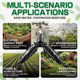 Gulfmew irrigation kit overview scene highlights versatile use in beds and greenhouses