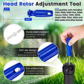 Gulfmew rotor adjustment screwdriver works with Rain Bird and Hunter models.