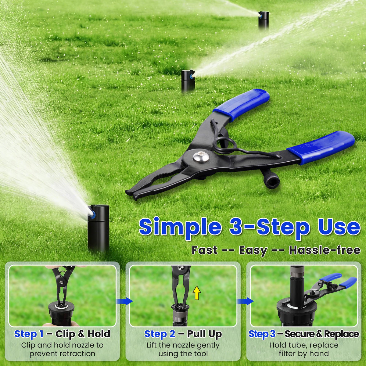 Gulfmew spray head tool in use on a lawn for irrigation maintenance