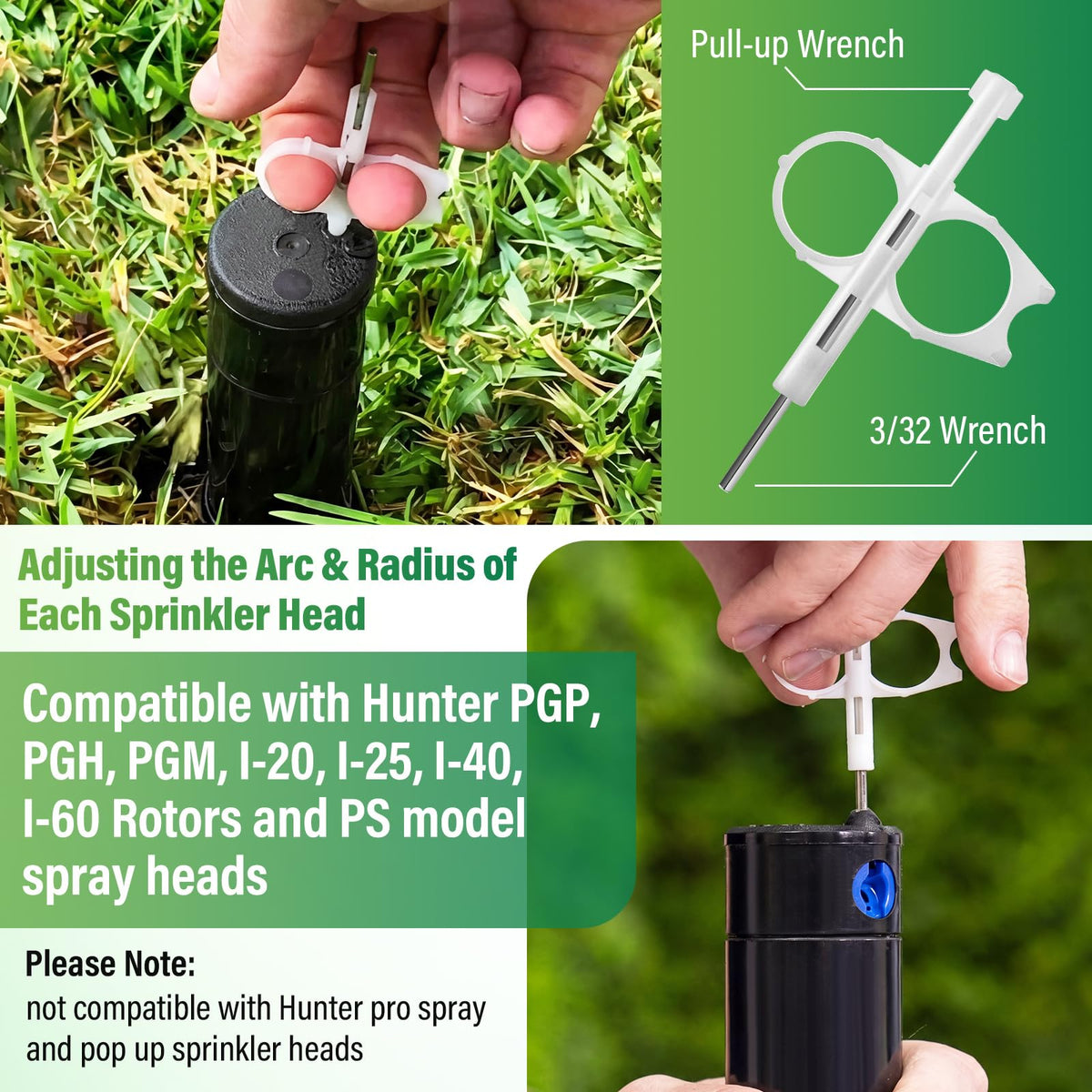 Gulfmew sprinkler head tool kit enables easy nozzle replacement and adjustments.