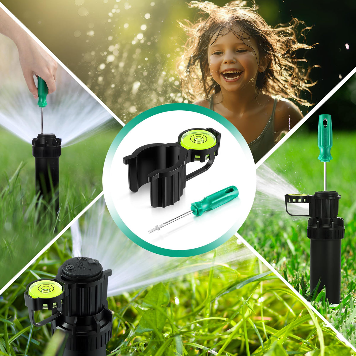 Gulfmew sprinkler head operation in garden shows easy on-site adjustments