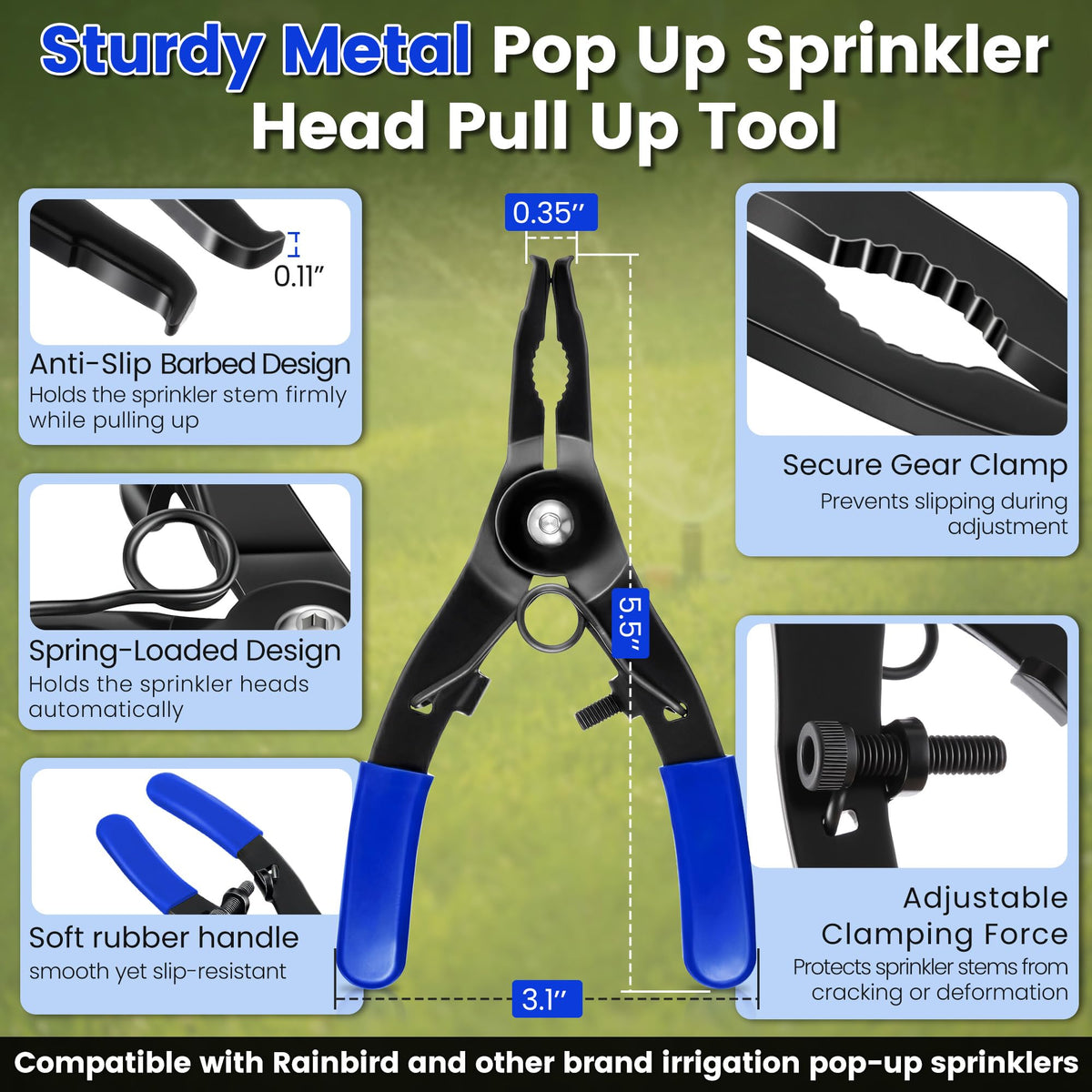 Gulfmew sprinkler head pull up tool grips pop-up heads for easy lifting.