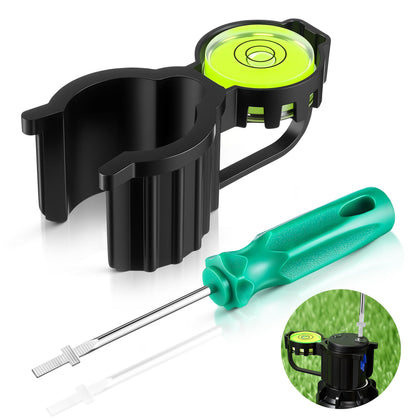 Gulfmew sprinkler head tool hold-up with level in use delivers precise nozzle exposure