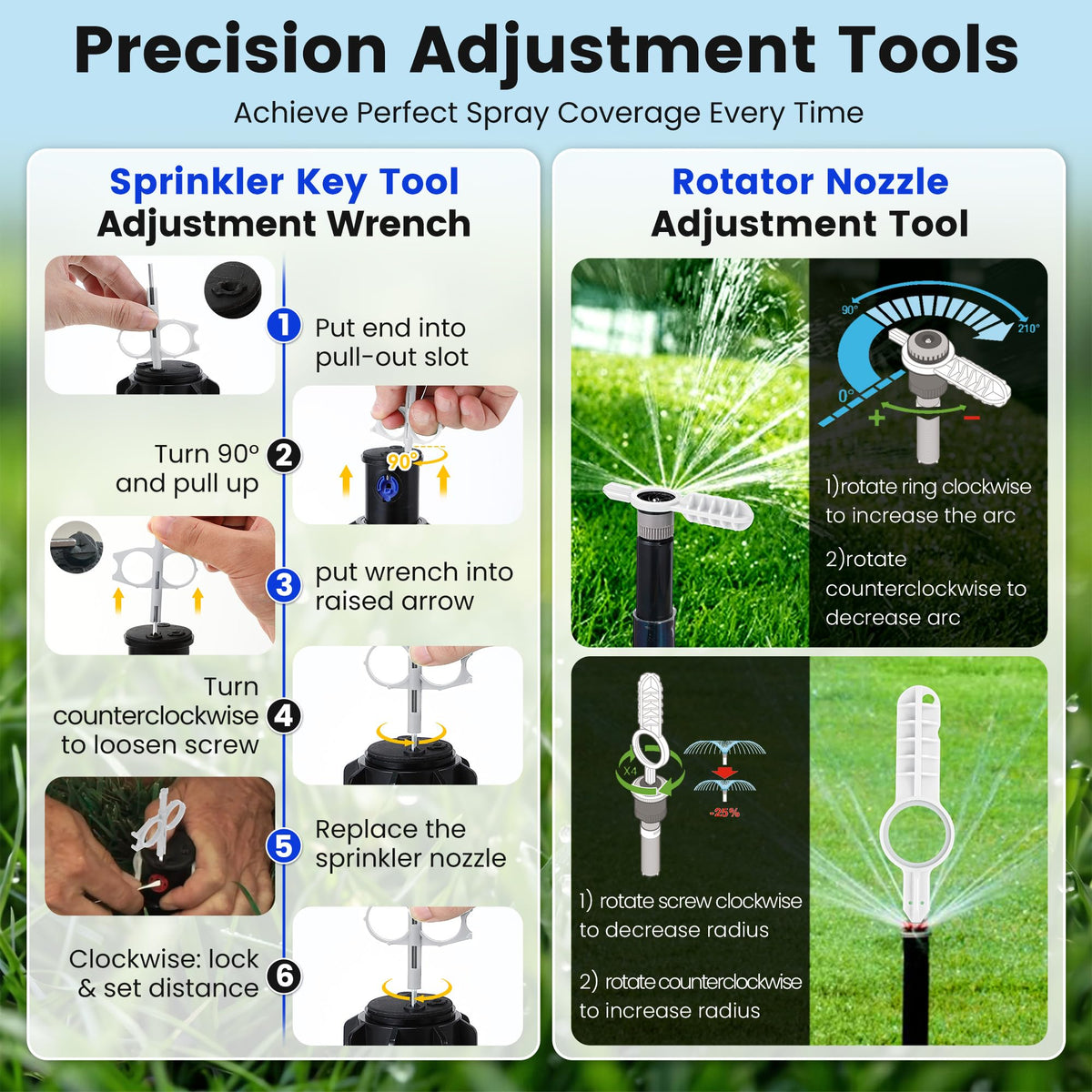Gulfmew sprinkler key tool handles multiple head types for quick tweaks.