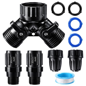 Gulfmew Y Water Splitter Connector enabling two independent irrigation lines for flexible garden zones