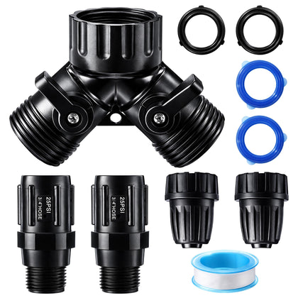 Gulfmew Y Water Splitter Connector enabling two independent irrigation lines for flexible garden zones