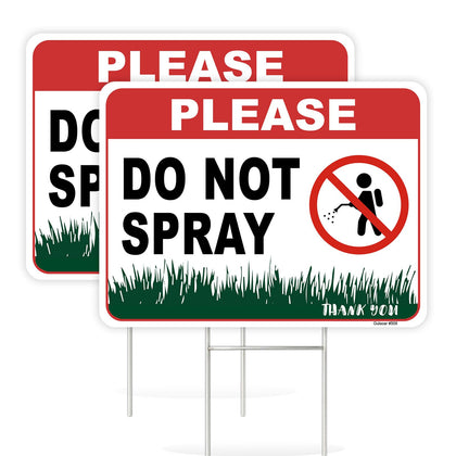 GulSoar 2-pack do not spray sign front view with stake for lawns.