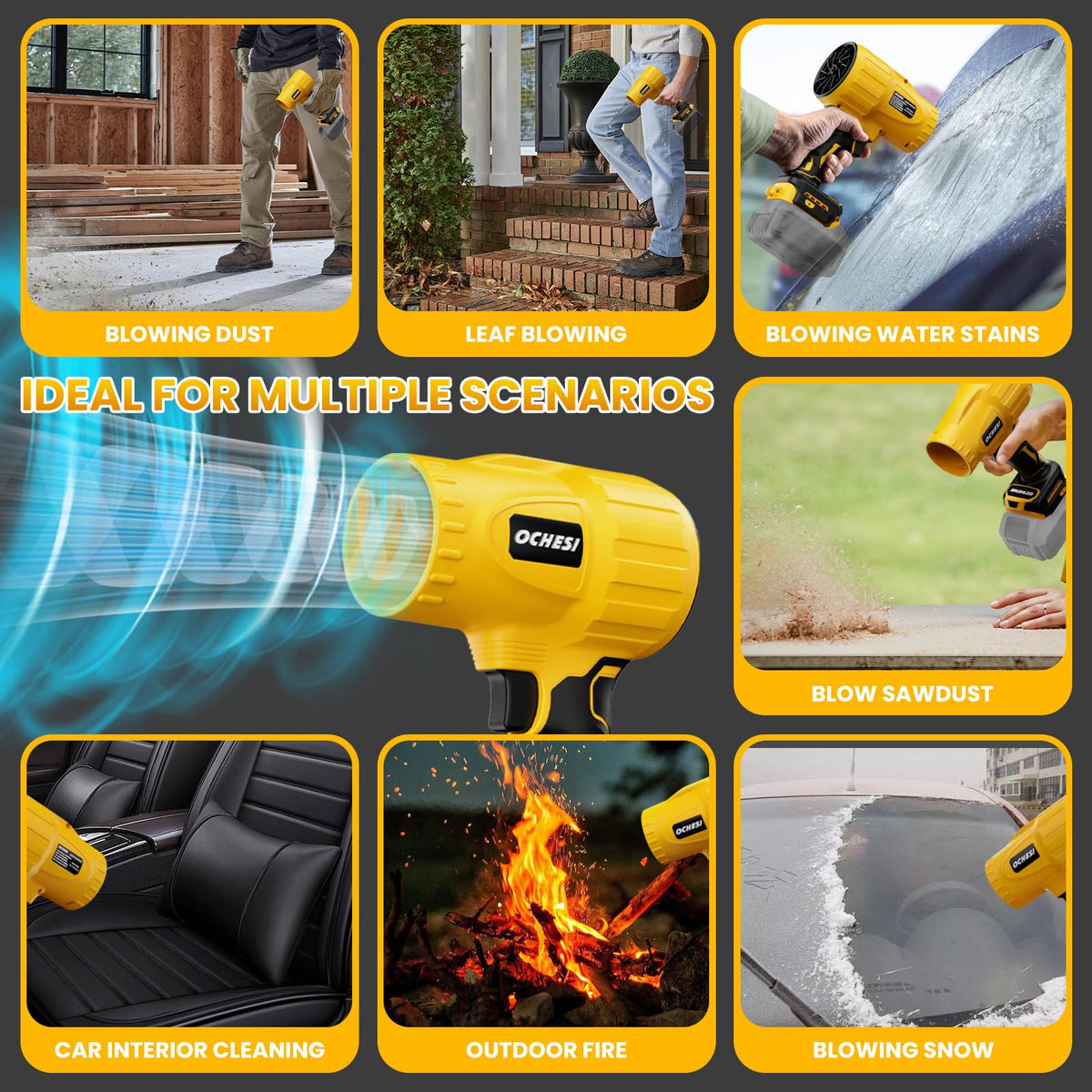 GUNOZE leaf blower lightweight handheld design for easy transport