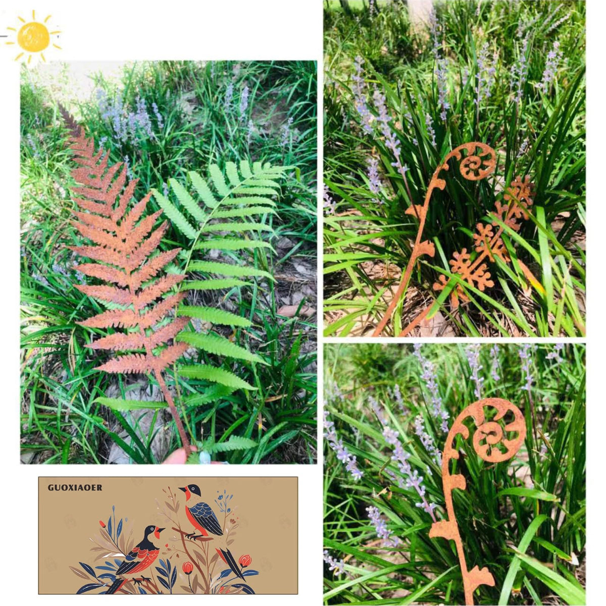 GUOXIAOER metal flower stakes brighten planters and flower beds.