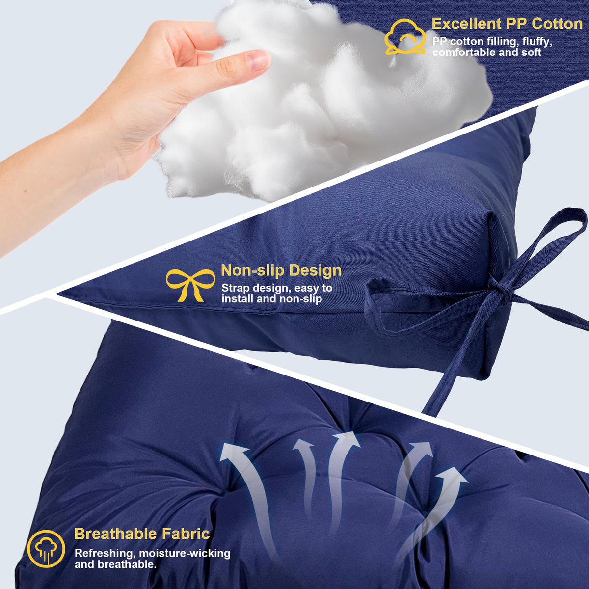 GUROA waterproof porch cushion backrest resisting rain and splashes.