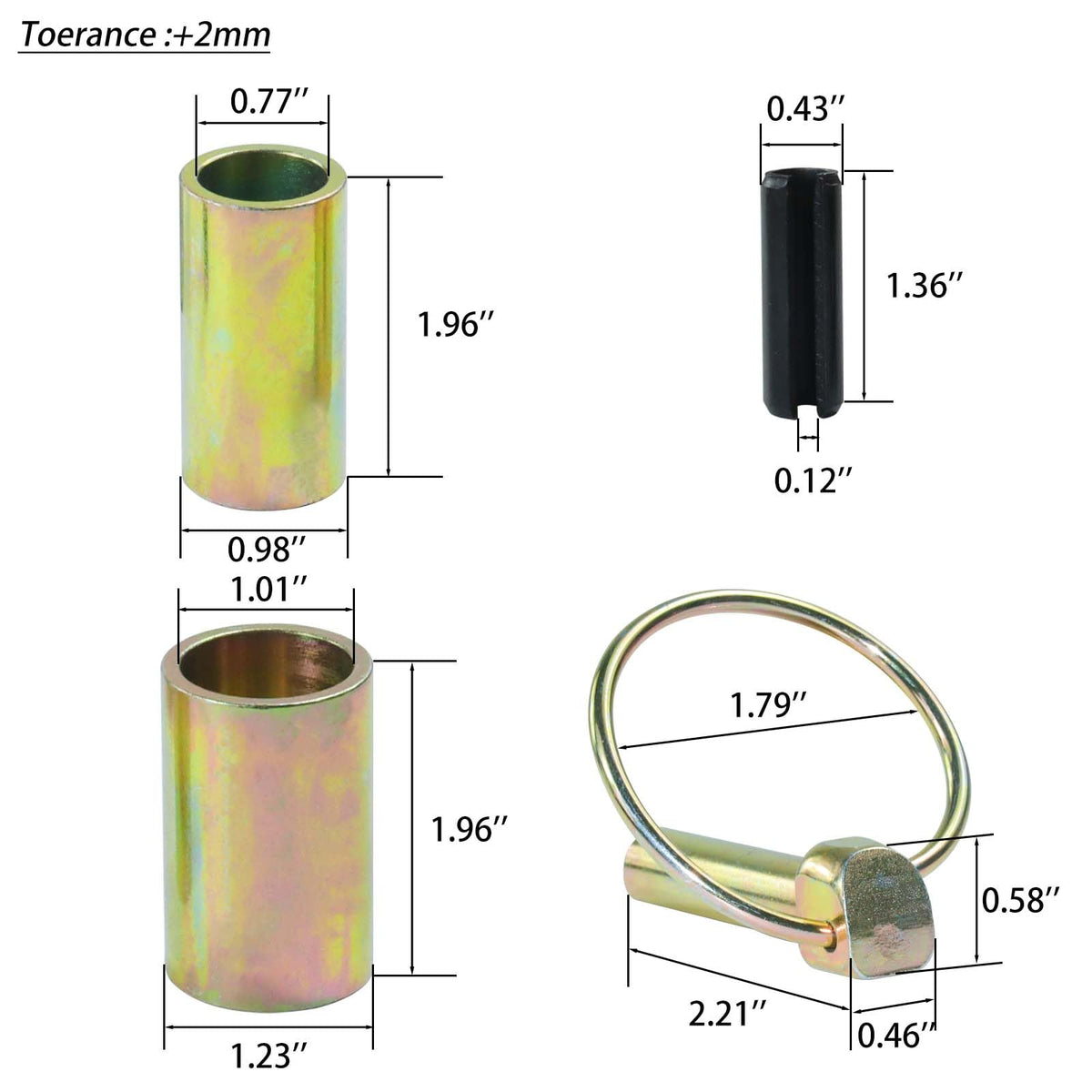 Heavy-duty steel shoulder bushings in the kit