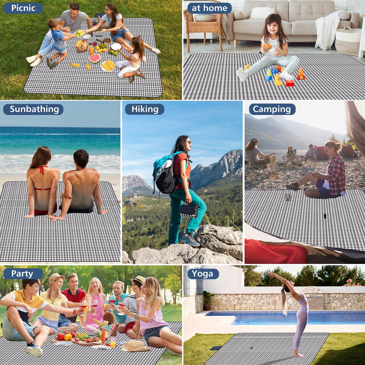 GUSUWU multiuse blanket suitable for beaches, parks, and camps
