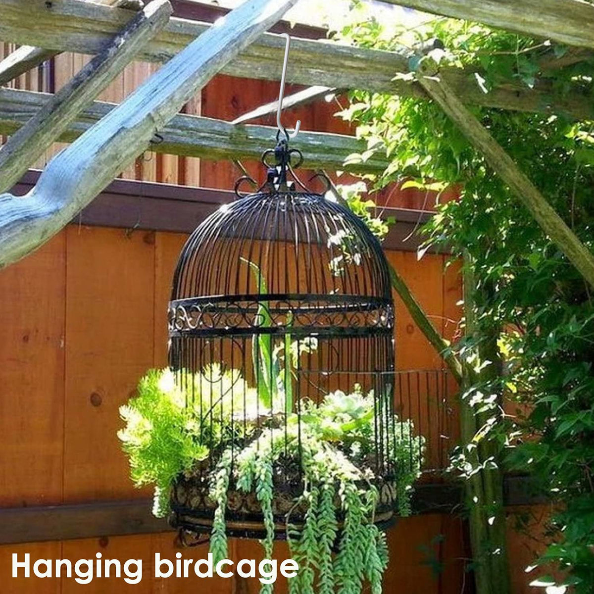 Gutapo hose and sprinkler hooks help organize backyard tools.