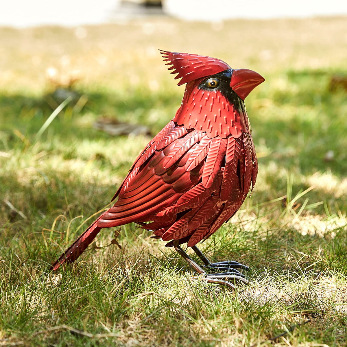 GUTE Cardinal textured metal feathers add depth