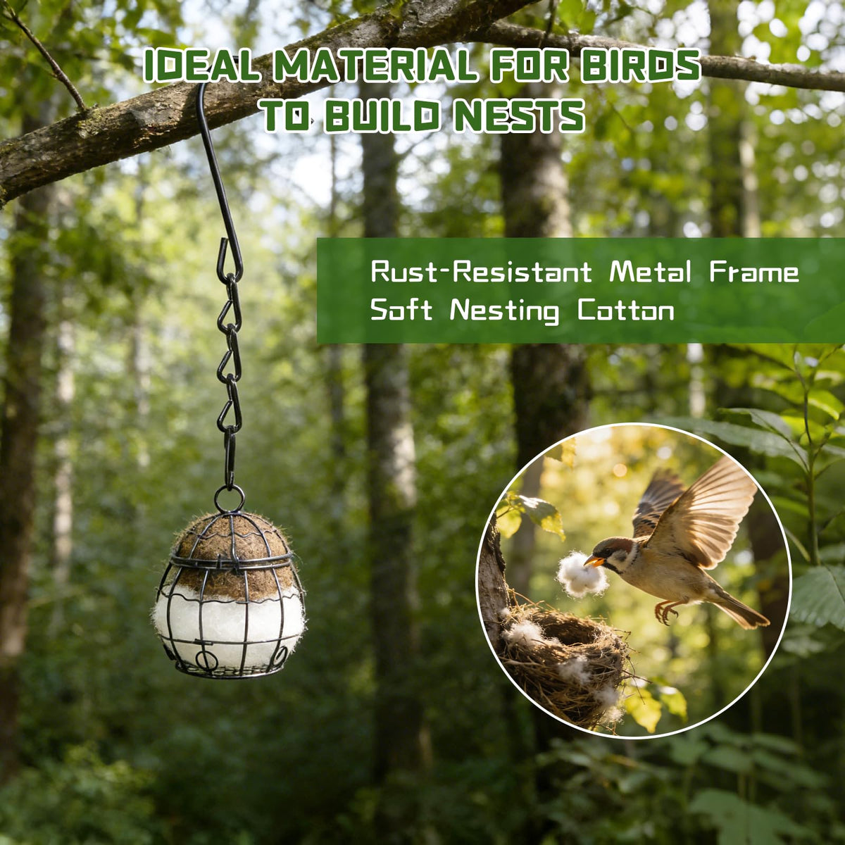 Gute nesting ball with easy-open mechanism for refilling