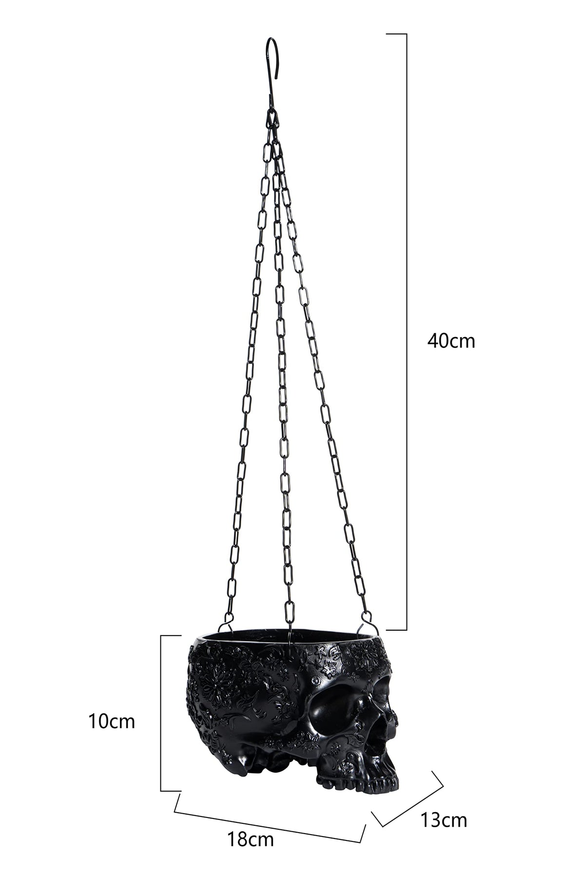 GUTE skull planter suitable for indoor or outdoor display with small plants.