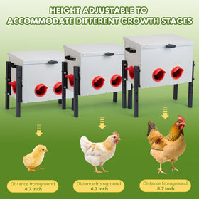 GVGBUK adjustable-height bracket at 8in for comfortable feeding across breeds.
