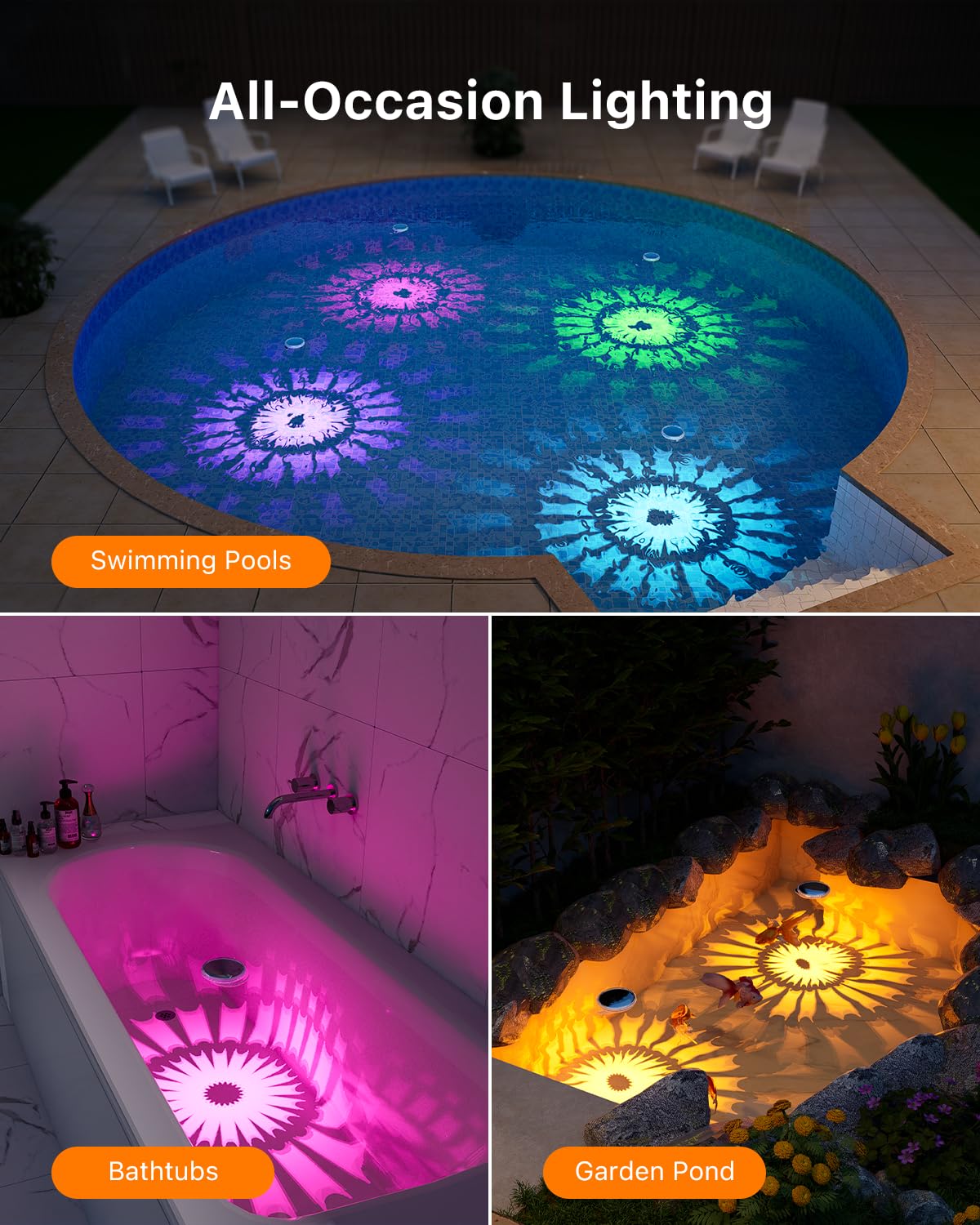 GVSHINE pool lights for parties with multi-color dynamic effects