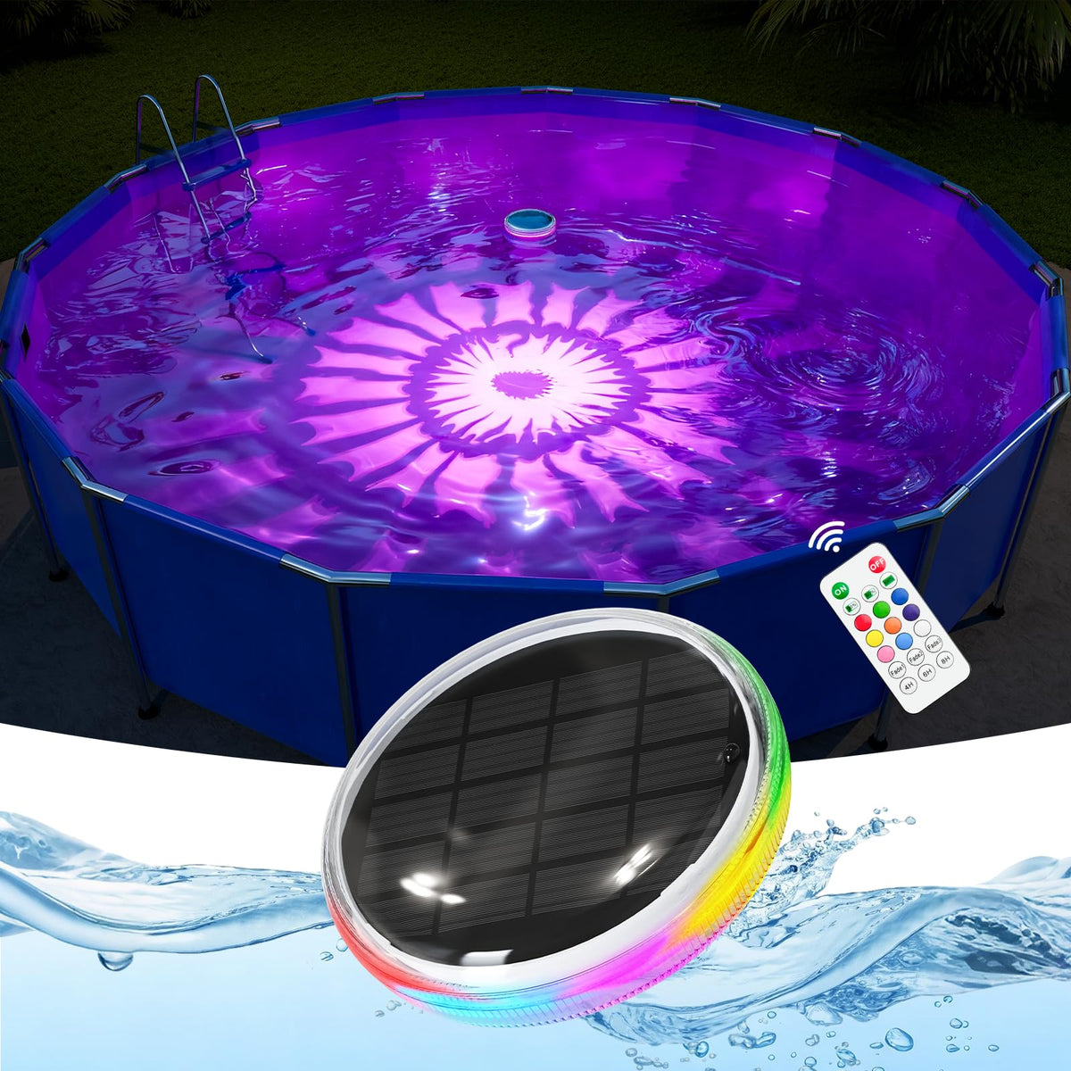 GVSHINE solar floating pool light with remote control for easy ambiance
