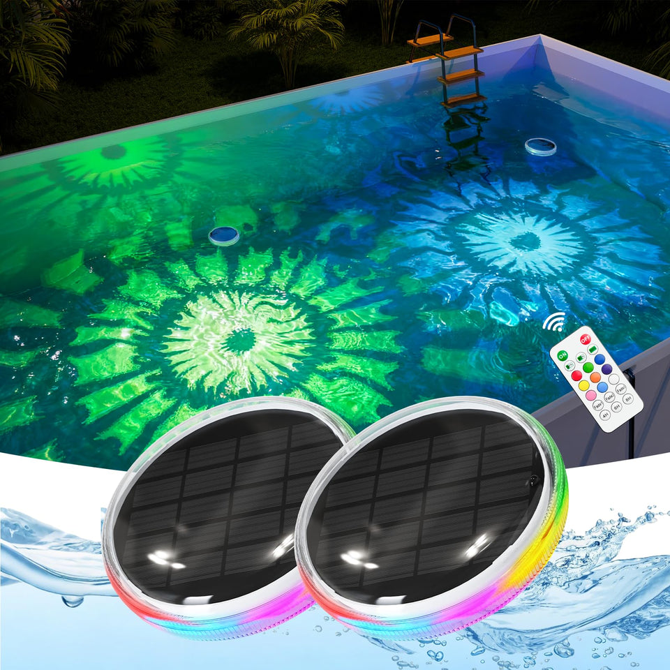 GVSHINE solar power float pool light with 9 colors for vibrant backyard pool ambiance