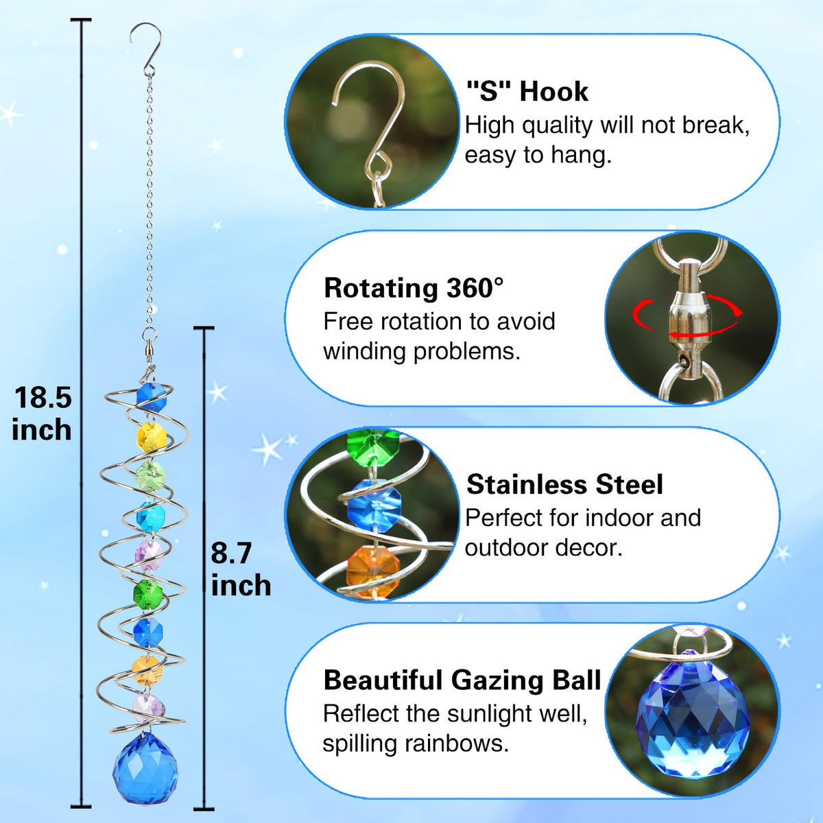 GWAHSA crystal suncatcher prism reflects sunlight for vibrant indoor display.