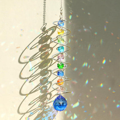 GWAHSA sun catchers gazing ball with spiral tail creates colorful rainbows in windows.