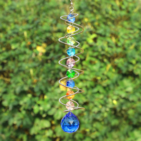 GWAHSA wind spinner gazing ball rotates and sparkles in breeze.
