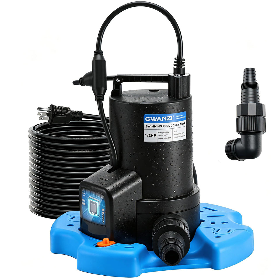 GWANZI automatic pool cover pump 3500GPH for rapid drainage from a covered pool