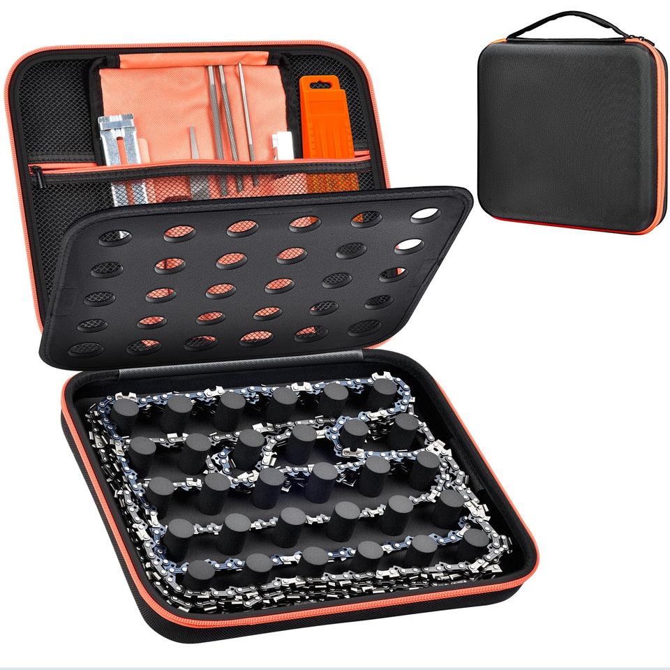 GWCASE chainsaw storage case with anti-tangle design keeps chains neat and ready
