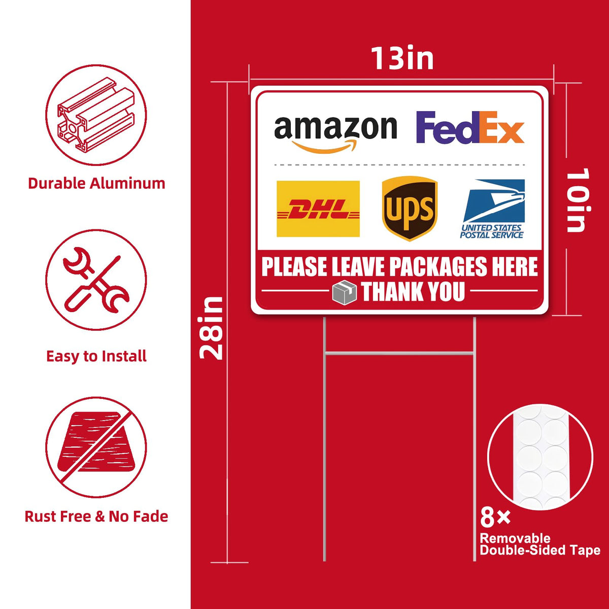 GXGGUS weather-resistant 13x10 sign withstands rain and sun for seasons.