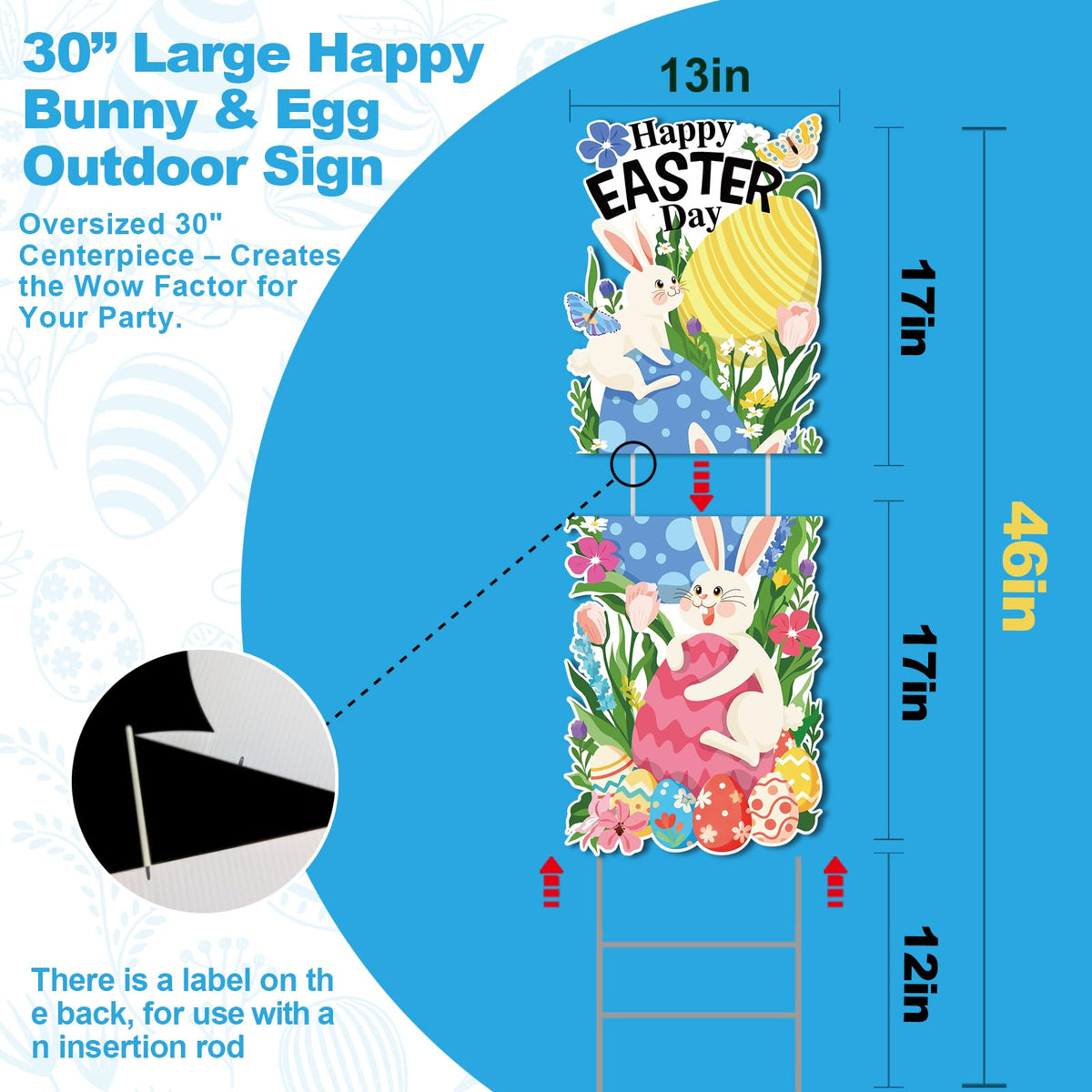 GXGGUS large panel with bunnies and eggs as a garden focal point.