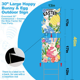 GXGGUS large panel with bunnies and eggs as a garden focal point.