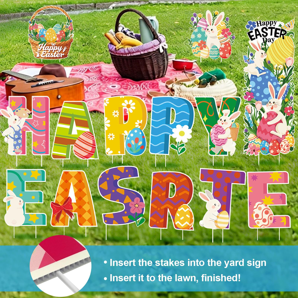 GXGGUS large panel with florals and 'Happy Easter Day' for high visibility.