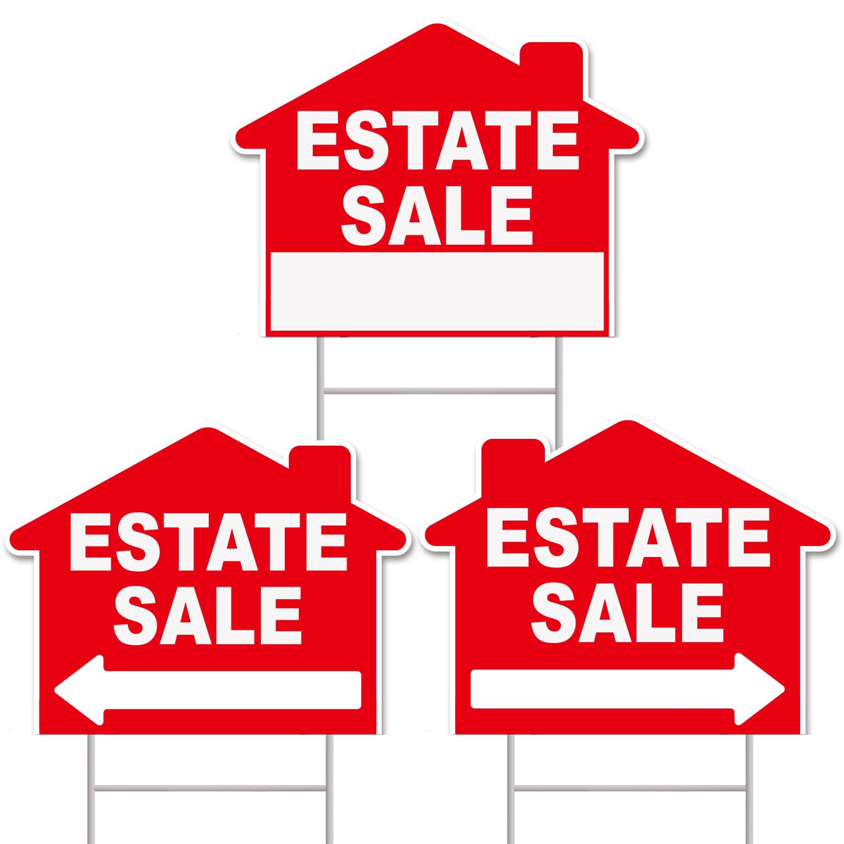 GXGGUS estate sale sign 17x13 house-shaped, double-sided, boosts curb appeal and visibility.
