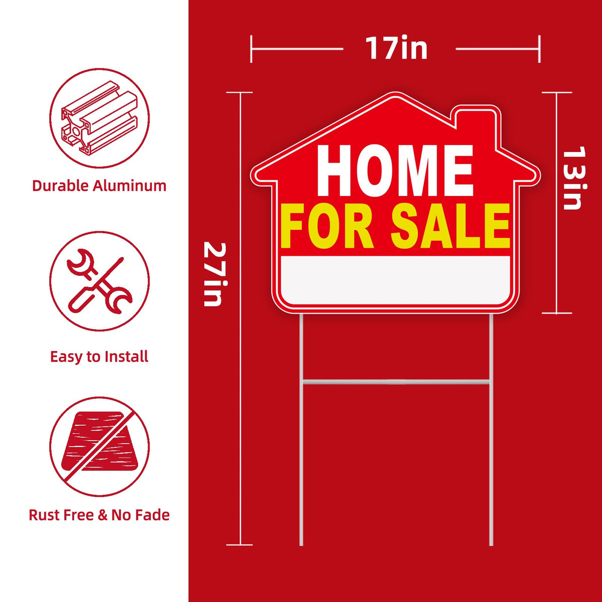 GXGGUS home-for-sale sign back view maintains readability from the street.