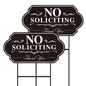 GXGGUS No Soliciting Sign at front door with high-contrast visibility