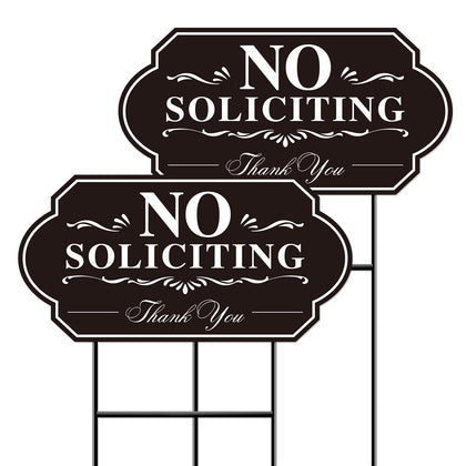 GXGGUS No Soliciting Sign at front door with high-contrast visibility